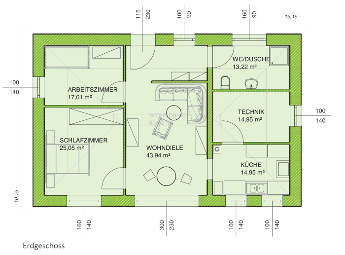 Illustration des Hausplans „Freizeit 130